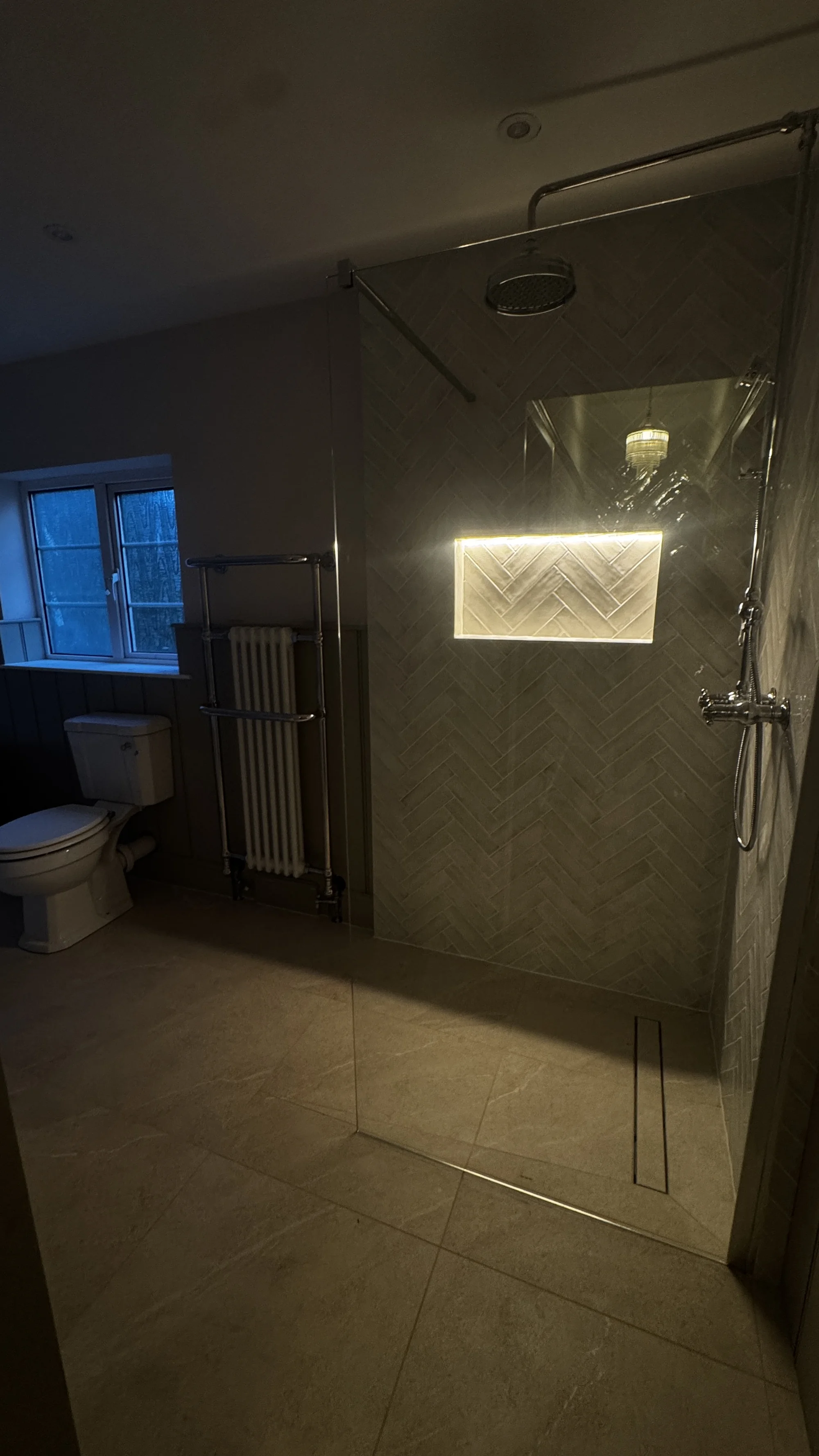 Walk-in shower, heated towel rail and window, Baldock