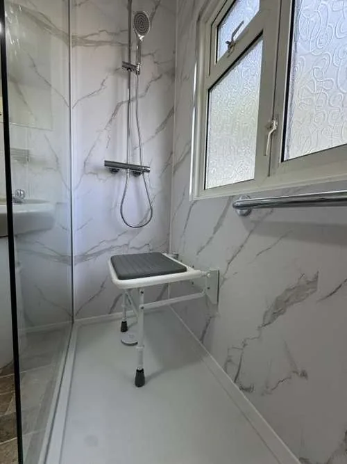 Accessible walk-in shower installation, Hertfordshire